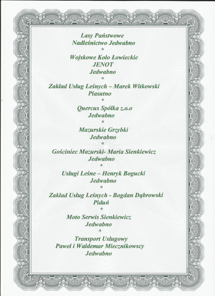 Podziękowania dla darczyńców cd.