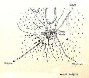 Mapka starcia pod Zimną Wodą