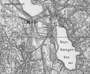 Schron w Burdągu oznaczony na niemieckiej mapie sztabowej 
