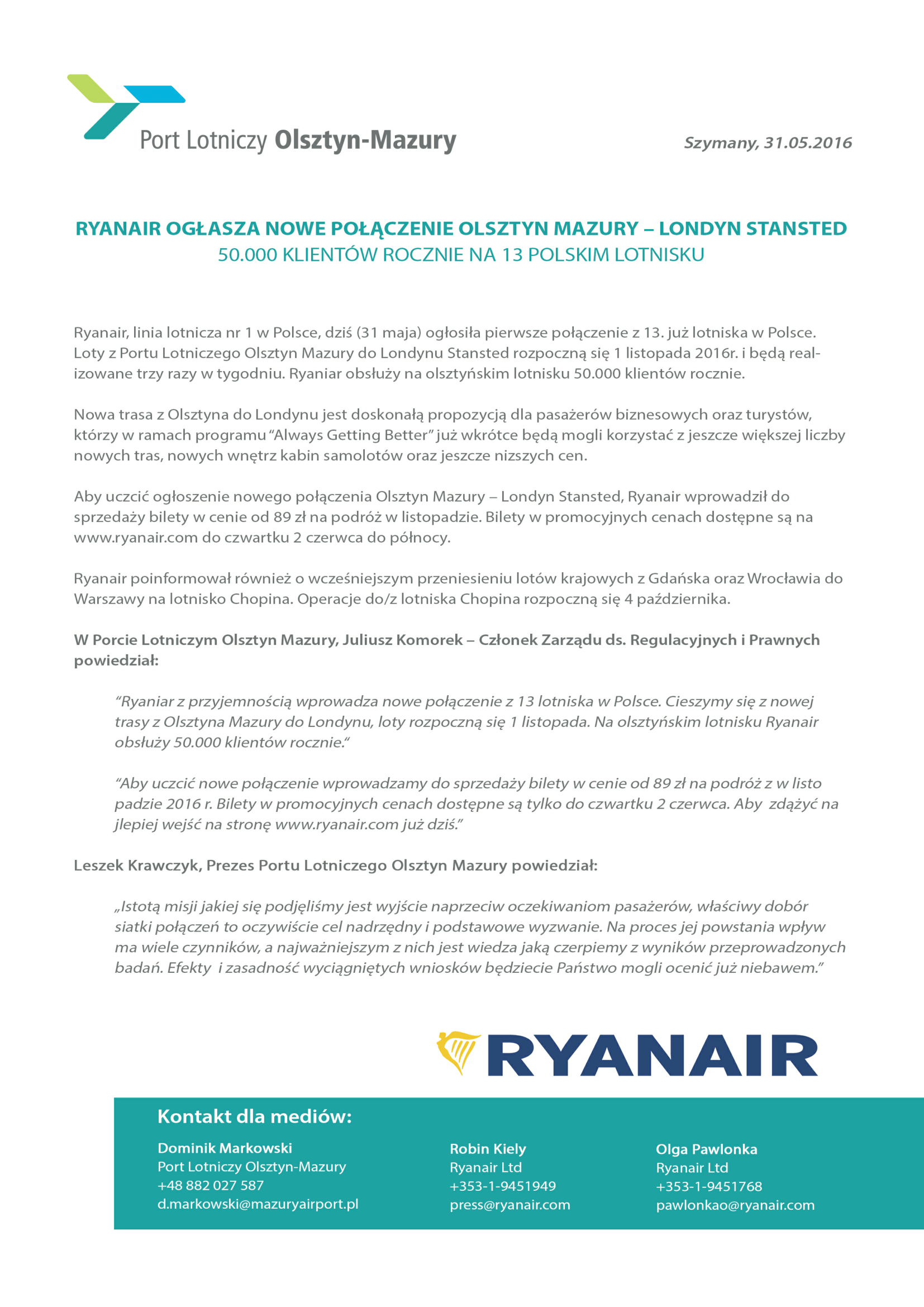 komunikat prasowy ryan air-1