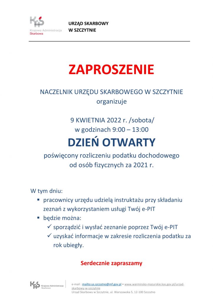 Zaproszenie na dzień otwarty